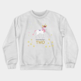 Second birthday. Two. Unicorn Birthday invitation. Party invitation greeting Crewneck Sweatshirt